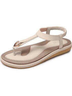 Stylish Women's Summer Flat Sandals - Dressy T-Strap Flip Flops & Thong Sandals